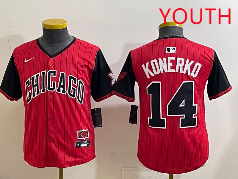 Youth 2025 Chicago White Sox 14 Konerko Red Stripe Joint Name Nike MLB Jersey style 1